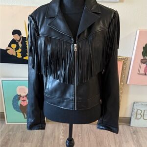 Black Fringe Leather Jacket